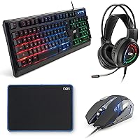 [Amazon Exclusive] DR1TECH Predator Gaming PC Bundle 4in1 - Mouse 6 Tasti 3200 DPI e Tastiera Retroilluminata 104 Tasti + Cuf