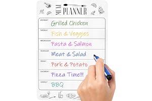 IRICUS Planificador De Menu Blanca Para Nevera - Planificador De Comidas Magnetico Para Frigorifico - Magnetic Board Meal Planner For Fridge - Pizarra Blanca Magnetica Para Refrigerador De Cocina