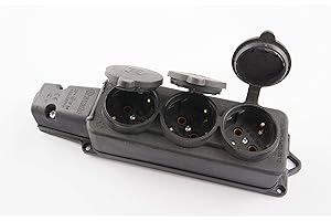 BEMIS Wtyczka z pełnej gumy Schuko, sprzęgło lub gniazdo Schuko, zestaw 16 A/250 V (potrójne gniazdko)