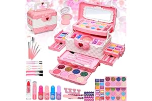 MRABBITOO Trucchi per Bambine Set - Trucco per Bambina Anallergici Valigetta Trucchi Ragazze,Giocattoli,Regalo di Compleanno per Ragazze 4,5,6,7,8,9,10,Anni