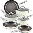 Anolon Achieve Hard Anodized Nonstick Cookware Pots and Pans Set, 9 Piece - Cream