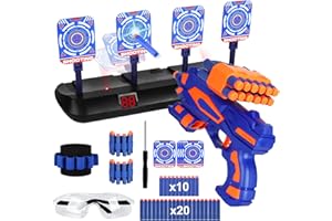 UCAMP Cible pour Pistolet,Cible Electronique avec 4 Cibles,Modes de Jeu Cible Électrique Réinitialisation Automatique,Cible avec Pistolet Jouets,Cadeaux de Noël pour 6 7 8 9 10 Ans