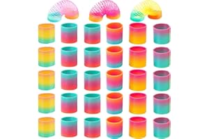 JNGTKL Elastic Coil Toy , 36Pcs Rainbow party bag toys for Teenager, Party Bag Fillers, Classroom Rewards, Elastic Coil Toy for Teenager, 3.5cm Stretchy Coils for Birthday Favors and Stocking Stuffers