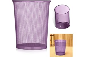 ARA CHOICE Colourful Metal Mesh Waste Bin Rubbish Paper Net Basket Home Office Durable and easy to use Recycling Bin for Bedrooms Multi Colour. (Purple)