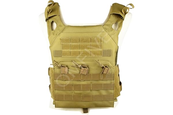 QMFIVE Gilet Tactique, Airsoft Paintball Combat Molle Carrier Extérieur Durable Protecteur pour Army Combat Jeu Jungle et Activités de Plein air(OD)