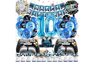 Betensh 10. Geburtstag Junge Luftballon Set - Videospiel Tortendeko, Blaue Ballons für Gamer Party Deko
