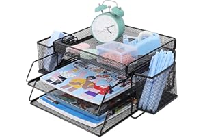 TSDRBWO Vassoio per lettere a 2 livelli, vassoio per documenti per scrivania da ufficio, vassoio organizer da scrivania, vassoio per documenti da scrivania, organizer per documenti A4, per casa, ufficio,