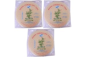 BAMBOO TREE Round Vietnamese Rice paper 22cm 340g Summer Roll Goi Cuon Banh Trang Fresh Spring Roll Pack of 3