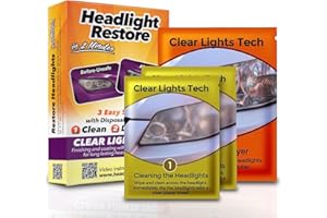 CLEAR LIGHTS TECH Kit de Restauración de Faros – Limpiador de Faros para Coche, Elimina Opacidad y Amarilleo, Restaura la Claridad en Minutos, Sin Herramientas, No Electrónico