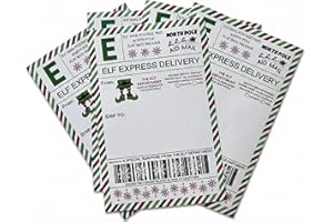 PRK 14 10pcs Personalised Elf Shipping Labels – North Pole Express Mail – Funny Novelty Address Stickers – Waterproof 6 x 4 inch Labels for Xmas Secret Party – Easy Peel and Stick Application