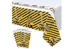 Inspireyee 4 Pack Construction Party Plastic Tablecloth, Construction Themed Rectangle Plastic Tablecloth, for Baby Shower Boys Girls Birthday Party Supplies, 51 x 86 Inch/127x215cm