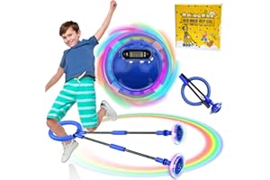 TZEKING Springring Fußkreisel,Kinder Blinkender Springring Fußkreisel,Swing Wheel mit Lichtrad,Zähler,Timer,Kalorienzähler,Faltbarer Ankle Skip Ball,Geschenke für Mädchen 6-12 Jumping Ball (Blau)