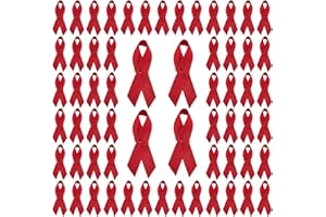 CRAFFANCY Lot de 200 Broches en Ruban de Satin Rouge avec épingle à nourrice pour la Sensibilisation au VIH/SIDA à la prévention des Drogues DUI avec épingle à nourrice pour Homme et Femme