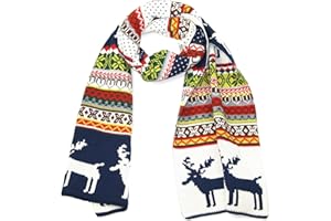 LOVARZI Echarpe tricotée homme ou femme thème Noel avec rennes - Foulards de Noël