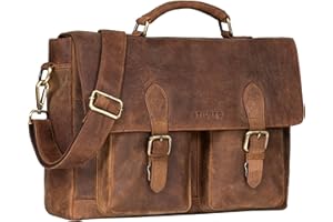 STILORD 'Owen' Skórzana Teczka na Laptopa Torba dla nauczyciela Teczka szkolna walizka Du¿a torba na ramiê torba na laptopa do szko³y Uni Business Trolley Do³±czany, Kolor:torino - br±zowy