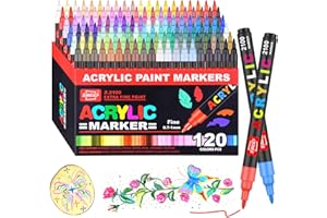 Laconile 120 Acrylic Paint Markers – Pennarelli Acrilici a Punta Singola con Punte di Ricambio – Paint Pens Ideali per Pietra, Vetro, Legno, Metallo, Ceramica e Tela