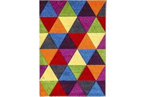 SrS Rugs® Candy Rainbow Rug - for Living Room, Lounge, Hallway, Kids Room, Playroom, Nursery - Boys & Girls - Hippy - Pride - Brighten Your Home (Triangles, 120cm x 170cm)