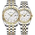 MASTOP Swiss Brand Two Tone Watch Men Women Gold Silver Stainless Steel Waterproof Couple Watches