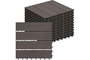 Laneetal WPC Fliesen 11er Set für 1 m², Terrassenfliesen Klicksystem, Balkonfliesen 30x30 cm, Klickfliesen Terrasse Balkon, Bodenfliesen Bodenbelag für außen, Coffee