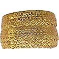 CRAFT LOVE Gota Patti Lace Border 18.5 Yards/ 17 Meters for Saree Blouse Dupatta Lehenga Sewing Crafts (1 cm Wide) (Golden)