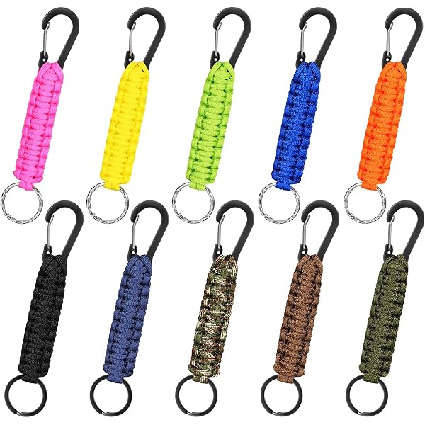 Porte-clés Paracorde Bessy Shop - 2 Pièces Avec Mousqueton | Résistance 250lb | Pour Rando, Survivalisme