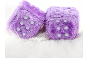 Falafoty 6cm Plush Retro Square Hanging Dice for Car Mirror - Fluffy Rearview Mirror Ornament and Interior Decoration Pendant (Purple)