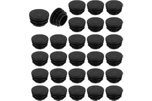 sourcing map 28 Pcs Round Plastic Plug, Black Tubing End Cap Plugs, 25mm(0.98 Inch) Furniture Leg Pipe Insert, Glide Protection for Chair, Sofa, Table, Shelf
