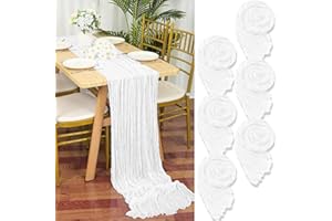 YMHPRIDE 6 Pezzi Runner da Tavola in Garza Bianco, 90 x 300cm Bianco Runner da Tavola per Formaggio per Matrimonio Addio al Nubilato Baby Shower Decorazioni Feste di Compleanno