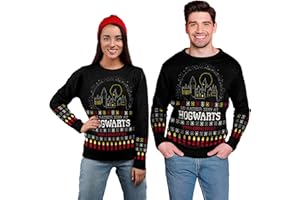 United Labels Harry Potter Winterpullover Unisex I'd Rather Stay at Hogwarts This Christmas, Schwarz, Winter Strickpullover, Pullover für Herren und Damen