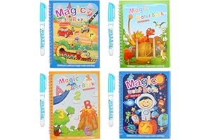 4 Pièces Enfant Magic Water Book, Livre De Dessin Magique de L'eau, Magic Water Book Réutilisable, Livre de Dessin Magique de L'eau pour Enfants, Education Dessin Jouet pour Garçons Filles Présents