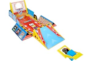 Little Tikes My First Cars Crazy Fast Playset 4-in-1 Dunk'n, Stunt'n, Game'n - Veicoli pullback - Include 1 auto che viaggia fino a 15m, lanciatore, 4 giochi e tabellone - Età: 3+