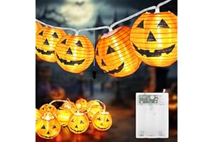 KIMUWOTE Guirlande Lumineuse d'Halloween à Piles, 6M 20 LED Orange Citrouille Guirlande Lumineuse citrouille, 2 Modes Guirlande lumineuse d'Halloween pour l'extérieur et l'intérieur Décoration d'Halloween