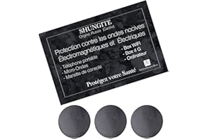 Spirituellementbien Lot 3 ou 6 pastilles patch adhesives de shungite pierre naturelle lithotherapie - pierre de protection naturelle anti ondes électromagnétiques téléphone mobile, wifi