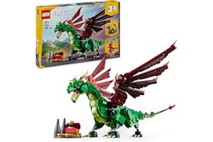 LEGO Creator 3 in 1 Drago Medievale Giocattolo - Si Trasforma in Serpente Marino o in Fenice - Animali da Costruire per Bambini, Bambine, Ragazzi e Ragazze da 9 Anni - Idea Regalo di Compleanno 31161