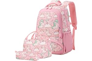 A AM SEABLUE Sac à Dos Licorne Sets de Sacs Scolaires pour Enfants Filles l'Adolescent l'Étudiant,Cartable Ensemble de 3 Pcs inclus Unicorn Backpack Sac à Lunch Sac de Stylo Les Loisirs,le Voyage,la Randonnée Rose