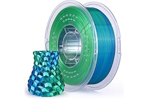ELEGOO Silk PLA Filament 1.75mm Dual Colours Blue Green 1KG, Shiny 3D Filament Dimensional Accuracy +/- 0.05mm, 1kg Spool(2.2lbs) Fits for Most FDM 3D Printers