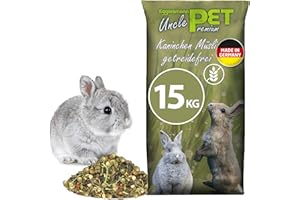 Eggersmann Uncle Pet Premium Kaninchen Müsli getreidefrei 15 kg – Kaninchenfutter mit Gemüse, Gräsern & Luzerne – Unterstützt die Verdauung & den Zahnabrieb – Getreidefreies Futter für Zwergkaninchen