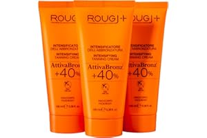 Rougj Crema Abbronzante Corpo a Base di Carrotene - 100 ml x 3 - Crema Carotene per Abbronzatura - Acceleratore Abbronzatura con Riboflavina Vitamina B2, ATP, Glicerina e UnipertanVeg AttivaBronz +40%