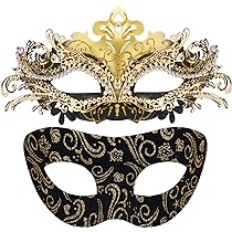 SIQUK Koppel Maskerade Maskers Pailletten Venetiaans Feestmasker Plastic Halloween Kostuum Masker Strass Mardi Gras Masker voor Koppels Vrouwen en Mannen, Zwart