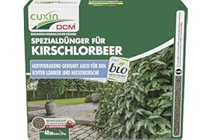 CUXIN DCM Spezialdünger für Kirschlorbeer - Spezialdünger - Langzeitdünger - Mit MINIGRAN® TECHNOLOGY - Für gesundes Wachstum - Bio - organisch-mineralischer Dünger-3 kg