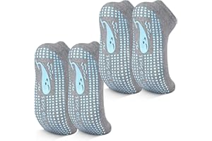 TENQUAN Calzini Antiscivolo per yoga 2/4 Paia Calzini in Cotone Donna Uomo con Impugnature per Pilates per Allenamento Sportivo Domiciliare