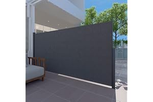 smartdemo Seitenmarkise Ausziehbar, 180x320cm (seitenmarkise 180x300+20cm Breite), Seitenwandmarkise Sichtschutz, Seitenrollo Blickdicht, UV-beständig für Balkon, Terrasse, Garten, Anthrazit