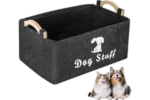 TranRantic Pudełko na zabawki dla psów, 25 × 38 × 18 cm kosz do przechowywania zabawek dla zwierząt z filcu, kosz na zabawki dla psów z uchwytem, składane pudełko na zabawki dla szczeniąt