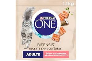 PURINA ONE Bifensis sans Céréales | Croquettes Au Saumon pour Chats Adultes | Sac de 1,1kg