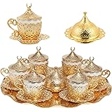 Alisveristime 27-teiliges türkisch-griechisch-arabischer Kaffee-Espressotassen-Set (Gelincik) Gold
