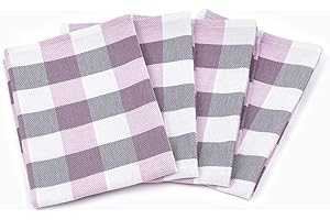 Zestri 4er-Set Geschirrtücher - Made IN EU - 100% Baumwolle - Kariert Geschirrhandtücher Saugstark Rosa | 50 x 70 cm