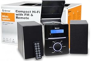 Denver MCA-240 Compact Micro HiFi System with CD, FM Radio & Alarm