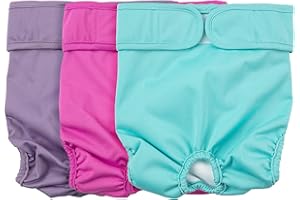 LALFPET 3 Stück waschbare Windeln für Hündinnen, Wiederverwendbare Hundewindeln, Hundehose, Hundesaisonhose für kleine, mittelgroße Hunde (Pattern 2, L)