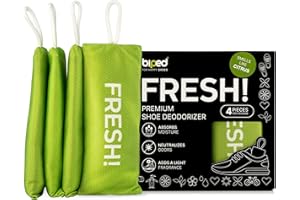biped FRESH! desodorante premium para calzado – cojín aromático con carbón de bambú activo – elimina olores y sudor de zapatillas, zapatos deportivos y mochilas z2925(CITRUS, 4 pieces)