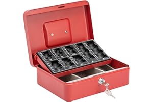 BURG-WÄCHTER Burg Wachter CB03GBR 10" Money 5030 Cash Box with Coin Tray, Red